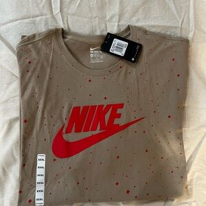 Nike Tan Short Sleeve Tee with Red Logo